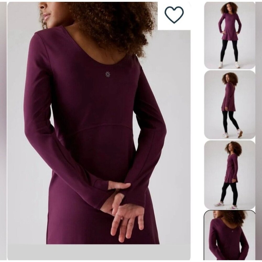 Athleta Girl Chit Chat Long Sleeve Dress-Color Aubergine Size L/12 - Picture 2 of 7